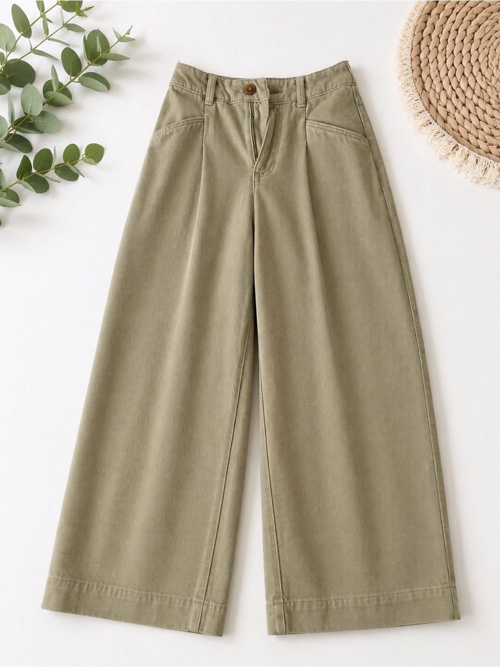 ASOS Petite Olive Wide Leg Flare Pant